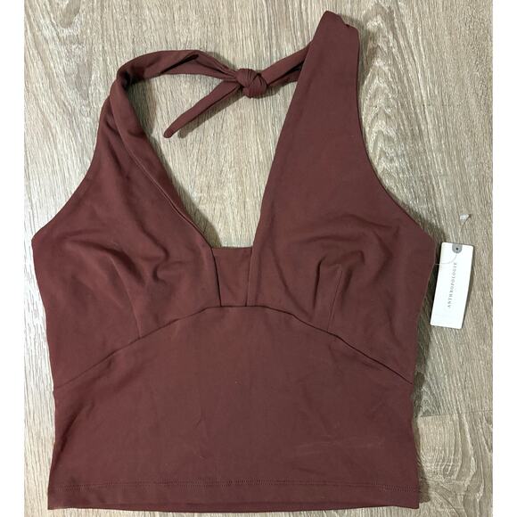 Anthropologie Cocoa Brown Halter Neck Open Back Tank Top NWT Size S - Picture 3 of 9